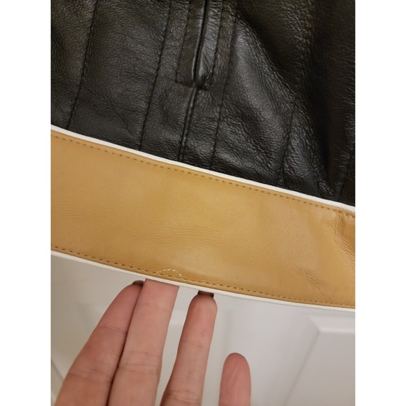 Women's Black Tan Leather Moto Jacket Sz M/L Biker Rocker Beautiful! NWT - Picture 6 of 16